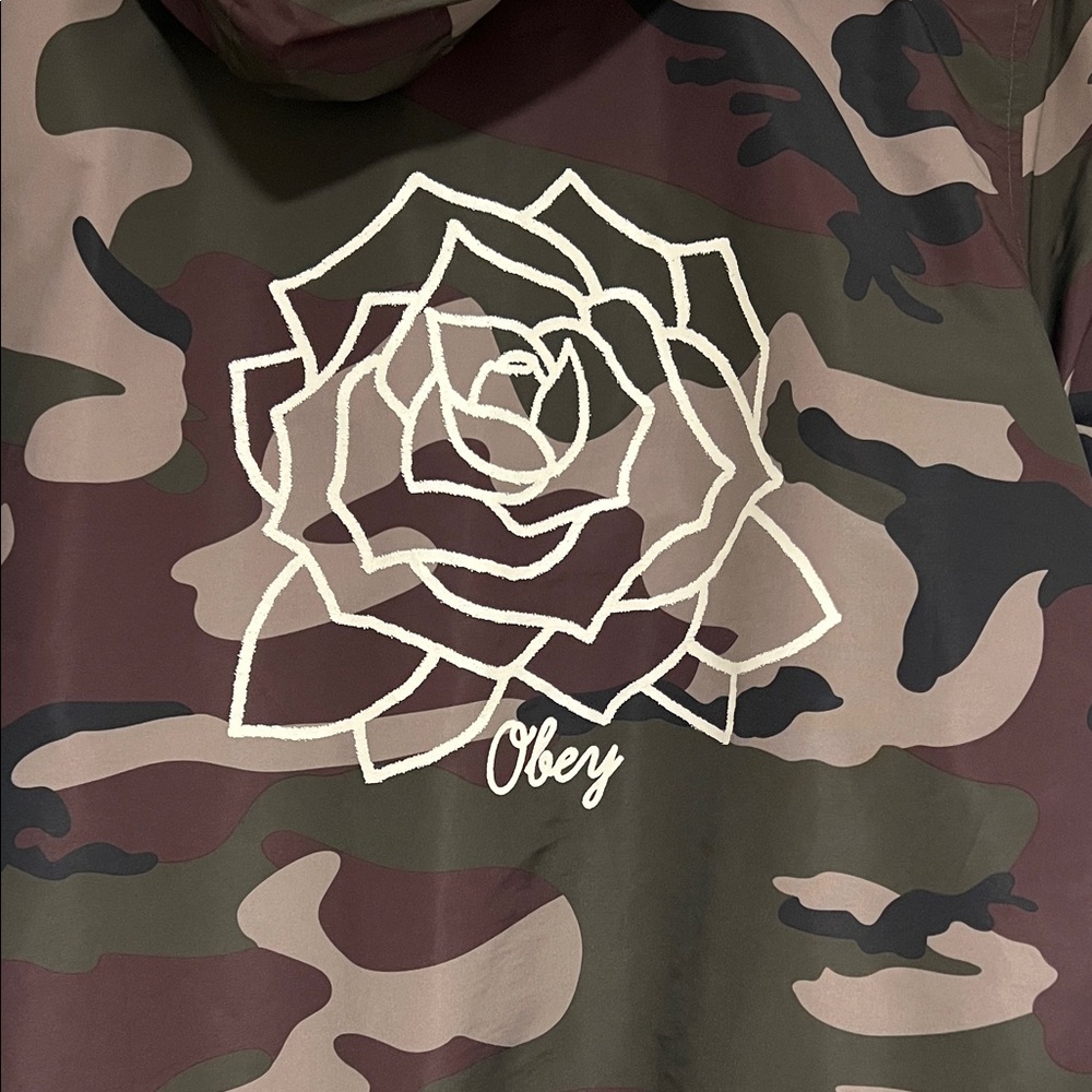 Obey Camouflage Jacket with White Rose